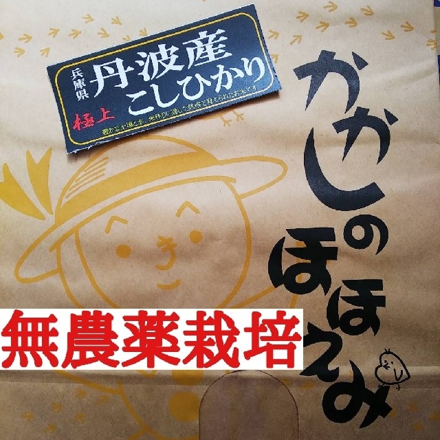 兵庫県丹波産無農薬栽培こしひかり無洗米9㎏(令和元年産)