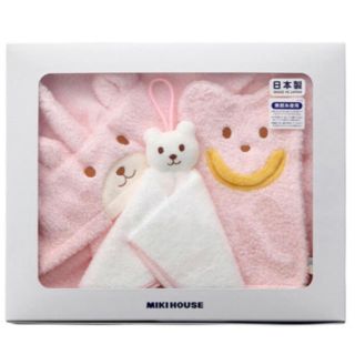 ミキハウス(mikihouse)の新品未使用 ミキハウス 無撚糸バスポンチョセット(タオル/バス用品)