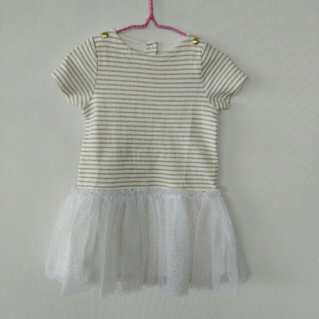 PETIT BATEAU(プチバトー)のプチバトー　チュールスカートワンピース　18m キッズ/ベビー/マタニティのベビー服(~85cm)(ワンピース)の商品写真