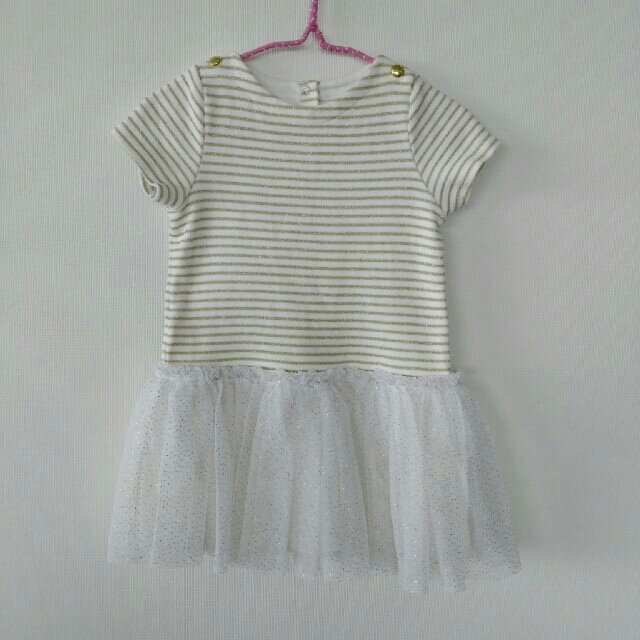 PETIT BATEAU(プチバトー)のpetit bateau プチバトーチュールスカートワンピース　18m  キッズ/ベビー/マタニティのベビー服(~85cm)(ワンピース)の商品写真