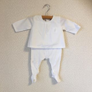 プチバトー(PETIT BATEAU)の【プチバトー】ロンパース  ホワイト　67cm 6m(ロンパース)