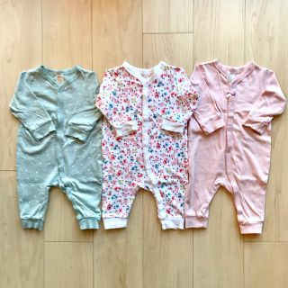 エイチアンドエム(H&M)の50 60サイズ【H&M 】 1-2M/56 ロンパース 3枚セット(ロンパース)