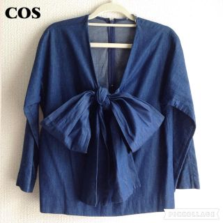 コス(COS)のCOSデニムビッグリボンブラウス(シャツ/ブラウス(長袖/七分))