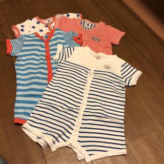 プチバトー(PETIT BATEAU)のプチバトー  6m67 半袖ロンパース　おまとめ(ロンパース)