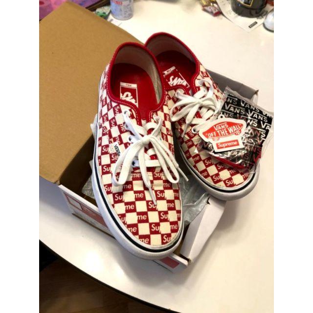 Vans×Supreme Checkers Authenthic pro赤靴/シューズ