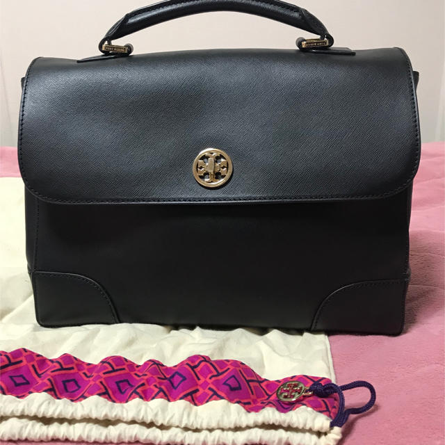 Tory Burch(トリーバーチ)のトリーバーチTory Burchハンドバッグショルダー付2way黒ブラック美品 レディースのバッグ(ショルダーバッグ)の商品写真