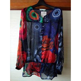 デシグアル(DESIGUAL)の新品　タグ付き　デシグアルのブラウス　L　シースルー(シャツ/ブラウス(長袖/七分))