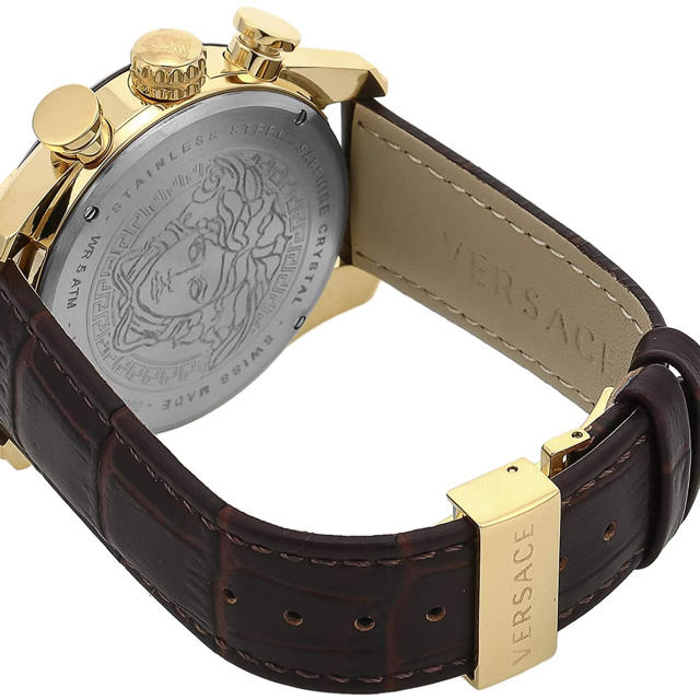 Versace ヴェルサーチ 腕時計 正規品 メンズ レア ブラック 黒 金色