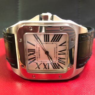 カルティエ(Cartier)の仕上げ済み　カルティエ　サントス100LM 新品ベルト付(腕時計(アナログ))