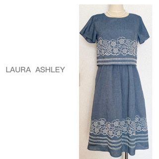 ローラアシュレイ(LAURA ASHLEY)のお値下げ！ローラアシュレイ　刺繍ワンピース(ひざ丈ワンピース)