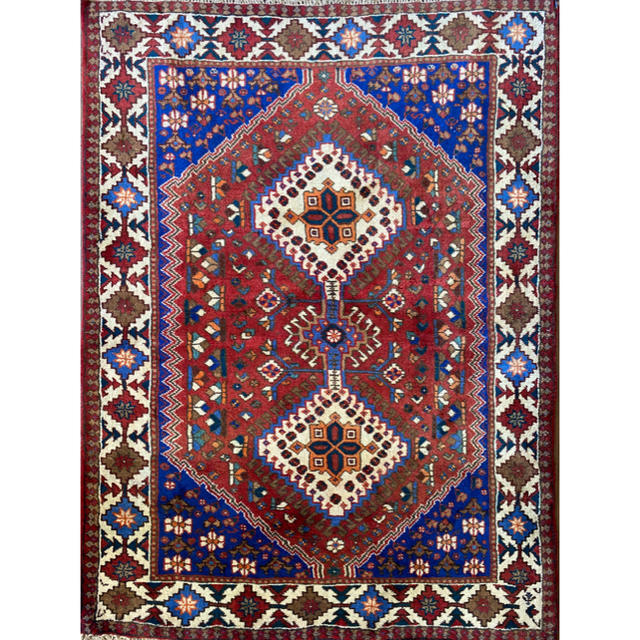 ヤラメ産 ペルシャ絨毯 トライバルラグ 153×114cmの通販 by My Aladdin’s Rug｜ラクマ