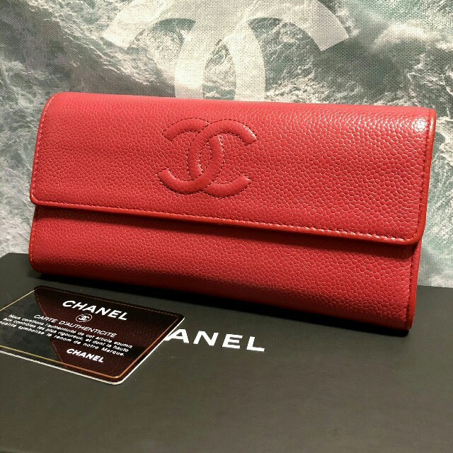 タマゴさま専用 正規品美品CHANEL シャネル キャビアスキン レッド 長