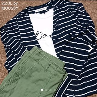 アズールバイマウジー(AZUL by moussy)のシンプルボーダーカーディガン(カーディガン)