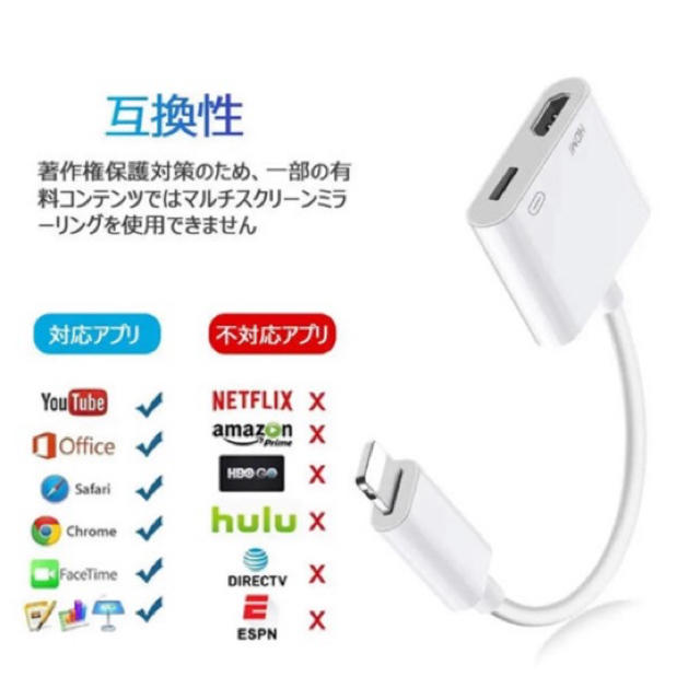 値下げ★iPhone HDMI 変換アダプター スマホ/家電/カメラのテレビ/映像機器(映像用ケーブル)の商品写真