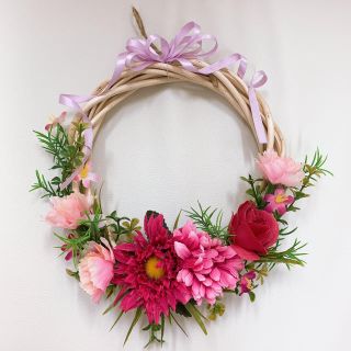 インテリア　プレゼント　フラワーリース　ハンドメイド　造花(リース)