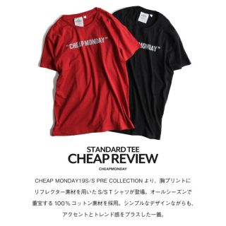 チープマンデー(CHEAP MONDAY)のCHEAP MONDAY Tシャツ　オーガニックコットン　レッド(Tシャツ/カットソー(半袖/袖なし))