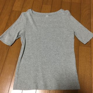 ユニクロ(UNIQLO)の【美品】UNIQLO  5分袖 グレー  Mサイズ (カットソー(長袖/七分))