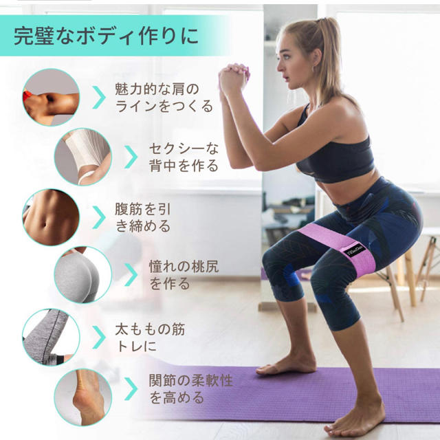 Yibaodan エクササイズバンド 強度別3本セット コスメ/美容のダイエット(エクササイズ用品)の商品写真