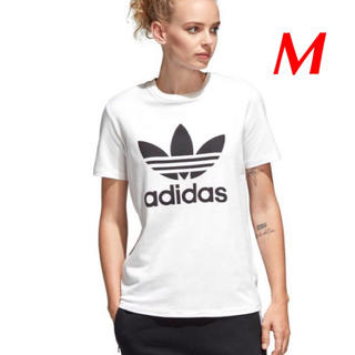 アディダス(adidas)の【レディースＭ】白　トレフォイルロゴ  半袖Ｔシャツ(Tシャツ(半袖/袖なし))