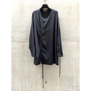 ヨウジヤマモト(Yohji Yamamoto)の【ヨウジヤマモト プールオム】カルティマ天竺紐通し丸首長袖 カットソー(Tシャツ/カットソー(七分/長袖))