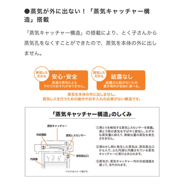 TIGER(タイガー)の蒸気レスまほうびん【とく子さん】PIJ-A型 スマホ/家電/カメラの生活家電(電気ポット)の商品写真