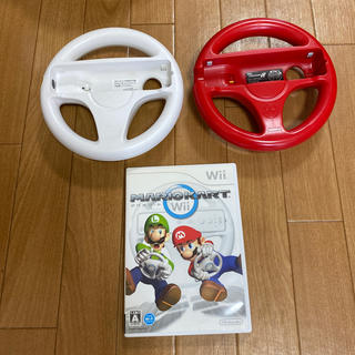 ウィー(Wii)のWii マリオカート 🚗カセット ハンドル×2 中古品🎮(家庭用ゲームソフト)