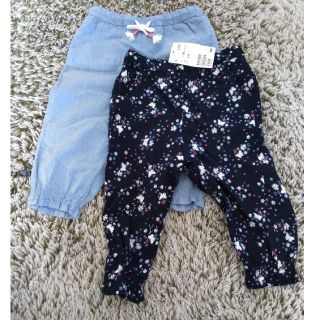 エイチアンドエム(H&M)のパピコ3様専用　新品　花柄パンツ　2枚セット　75cm(パンツ)