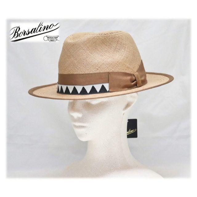 Borsalino(ボルサリーノ)の新品 イタリア製【ボルサリーノ 】天然草 パナマハット 麦わら帽子 59㎝ メンズの帽子(ハット)の商品写真