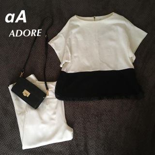 アドーア(ADORE)のタイムセール＊αA アルファエー　バイカラー　オーバーサイズ　トップス(カットソー(半袖/袖なし))