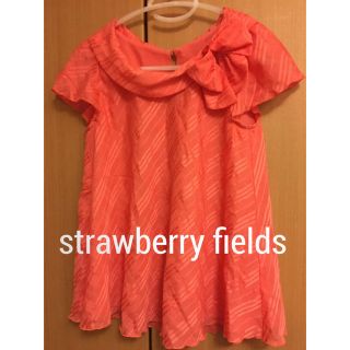 ストロベリーフィールズ(STRAWBERRY-FIELDS)のstrawberry fields コーラルピンクのリボンブラウス(シャツ/ブラウス(半袖/袖なし))