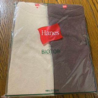 アダムエロぺ(Adam et Rope')のhanes BIOTOP アダムエロペ カットソー  ダークブラウン ベージュ(Tシャツ(半袖/袖なし))