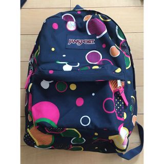 ジャンスポーツ(JANSPORT)のジャンスポーツ　ネイビー×ピンク　水玉リュック　(リュック/バックパック)