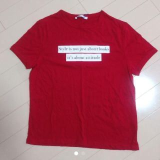 ザラ(ZARA)のZARA　メッセージTシャツ　レッド(Tシャツ(半袖/袖なし))