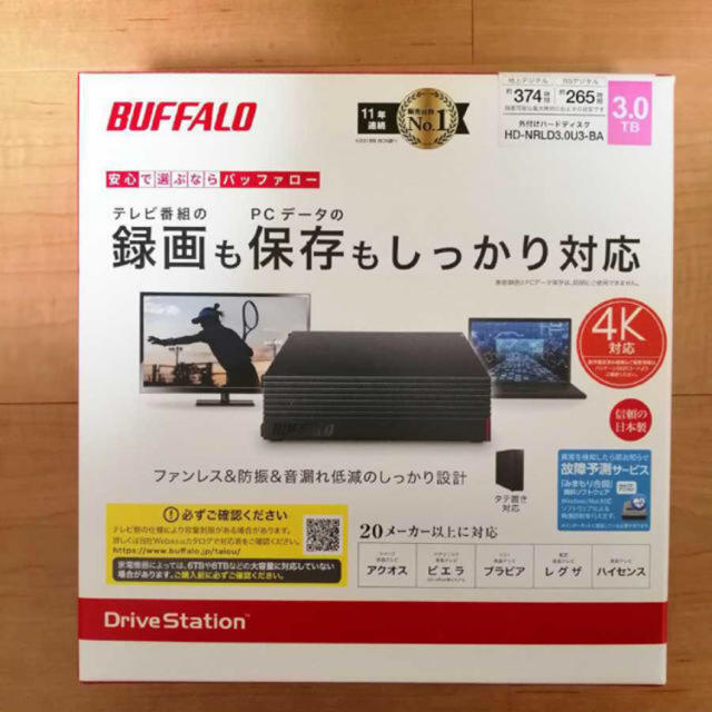 【新品未開封】 バッファロー外付けHDD 3TB HD-NRLD3.0U3-BA