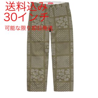 シュプリーム(Supreme)のsupreme  Paisley Grid Chino Pant オリーブ　30(チノパン)