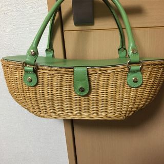 ケイトスペードニューヨーク(kate spade new york)のケイトスペード　kate spade  カゴバック　グリーン(かごバッグ/ストローバッグ)