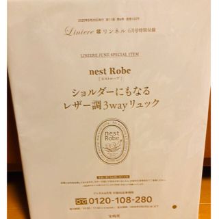 ビスクバイネストローブ(bisque by nest Robe)のリンネル 6月号 付録(リュック/バックパック)