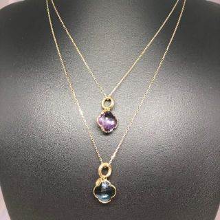 イタリアNAMADAアメシスト&ロンドンブルートパーズペンダントトップセット(チャーム)