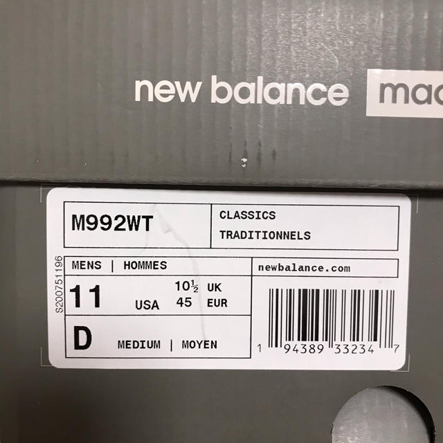 W)taps(ダブルタップス)のNEW BALANCE WTAPS M992WT メンズの靴/シューズ(スニーカー)の商品写真