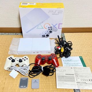 プレイステーション2(PlayStation2)のプレイステーション2 薄型 セラミックホワイト セット 動作確認済み(家庭用ゲーム機本体)