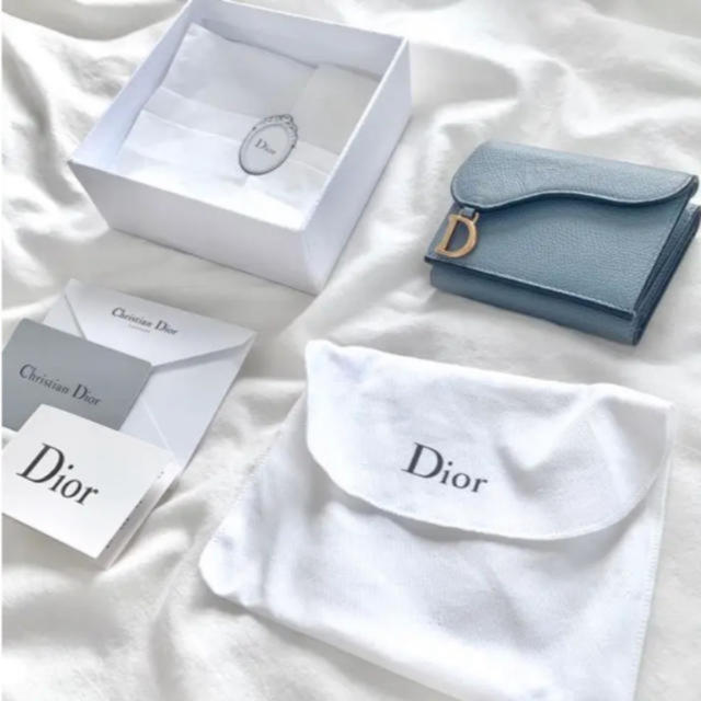 Dior - 美品 Dior サドル ウォレット 折りたたみ財布 ブルーグレー ...