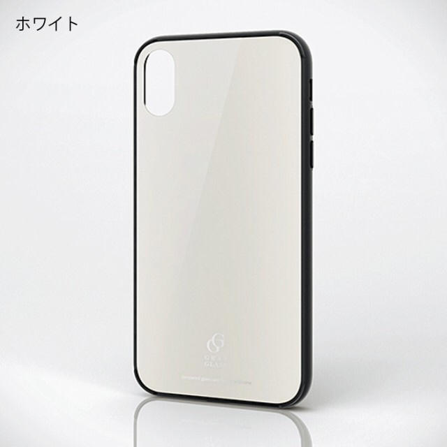 ELECOM(エレコム)のiPhone XR/ハイブリッドケース/ガラス/背面カラー/ホワイト スマホ/家電/カメラのスマホアクセサリー(iPhoneケース)の商品写真