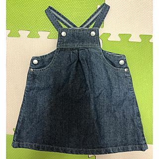 プチバトー(PETIT BATEAU)のPETIT BATEAU デニムジャンパースカート　12m 74cm(ワンピース)