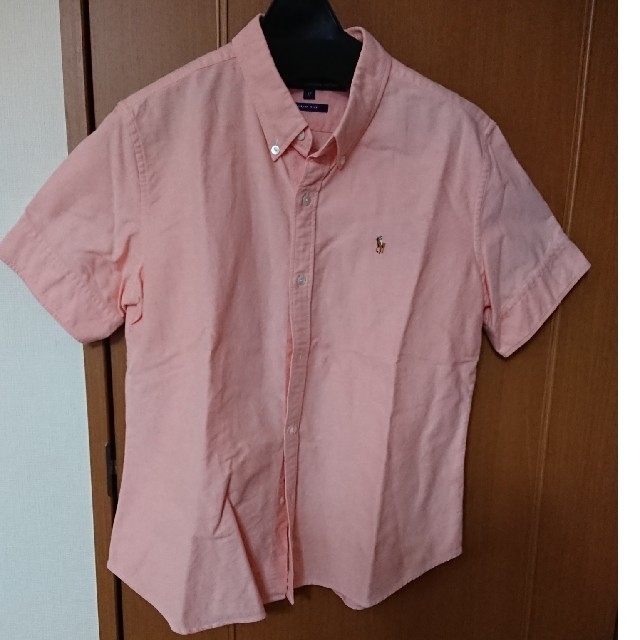 POLO RALPH LAUREN(ポロラルフローレン)の正規品 中古 ポロ ピンク 半袖ボタンダウンシャツ レディース17号 レディースのトップス(シャツ/ブラウス(半袖/袖なし))の商品写真