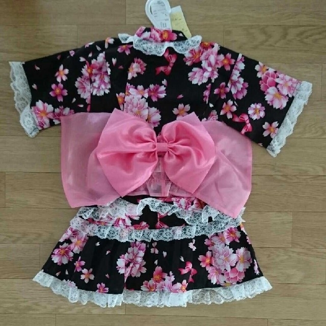 新品☆130 　甚平ドレス キッズ/ベビー/マタニティのキッズ服女の子用(90cm~)(甚平/浴衣)の商品写真