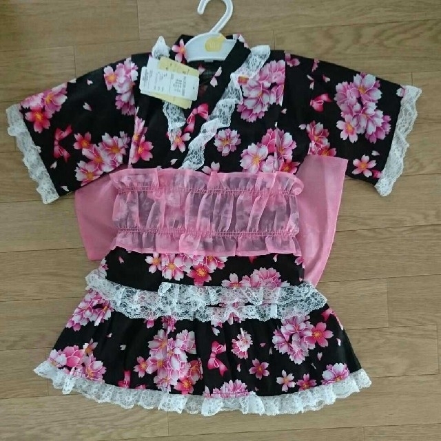 新品☆130 　甚平ドレス キッズ/ベビー/マタニティのキッズ服女の子用(90cm~)(甚平/浴衣)の商品写真