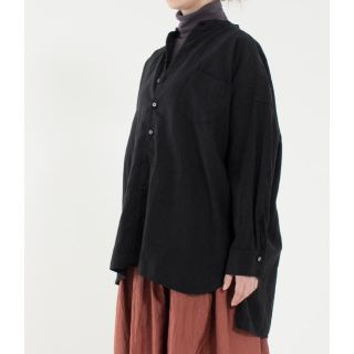 ネストローブ(nest Robe)のnest Robe リネンハイカウントバンドカラーシャツ  クロ(シャツ/ブラウス(長袖/七分))