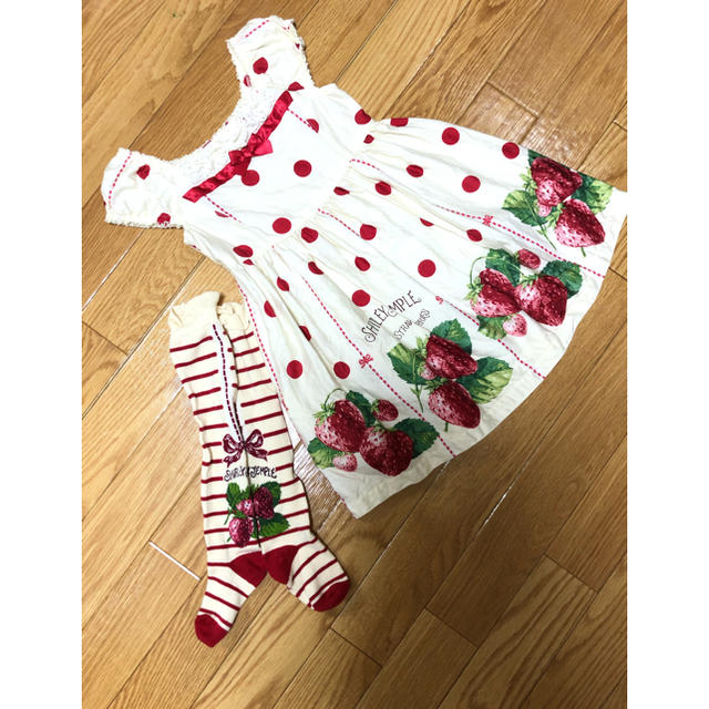 シャーリーテンプル　いちご　ワンピース　カットソー  ソックスキッズ服女の子用(90cm~)