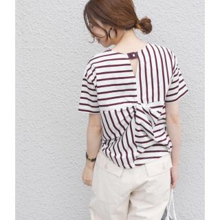 シップスフォーウィメン(SHIPS for women)の美品☆SHIPS バックネジリボーダープルオーバー◇(カットソー(半袖/袖なし))