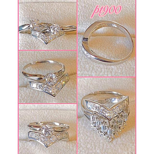 クーコ様ご専用です。ptダイヤモンドリング V字 ダイヤリング プラチナダイヤ レディースのアクセサリー(リング(指輪))の商品写真